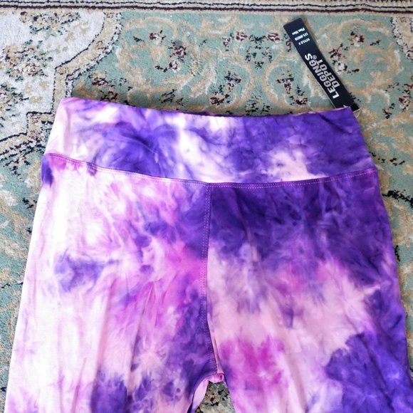 NWT Purple Pink Tie Dye Plus Size Leggings - Picture 2 of 7